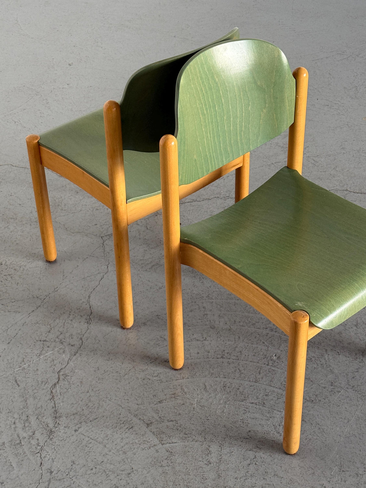 Modernist Stackable Chair in Green Plywood