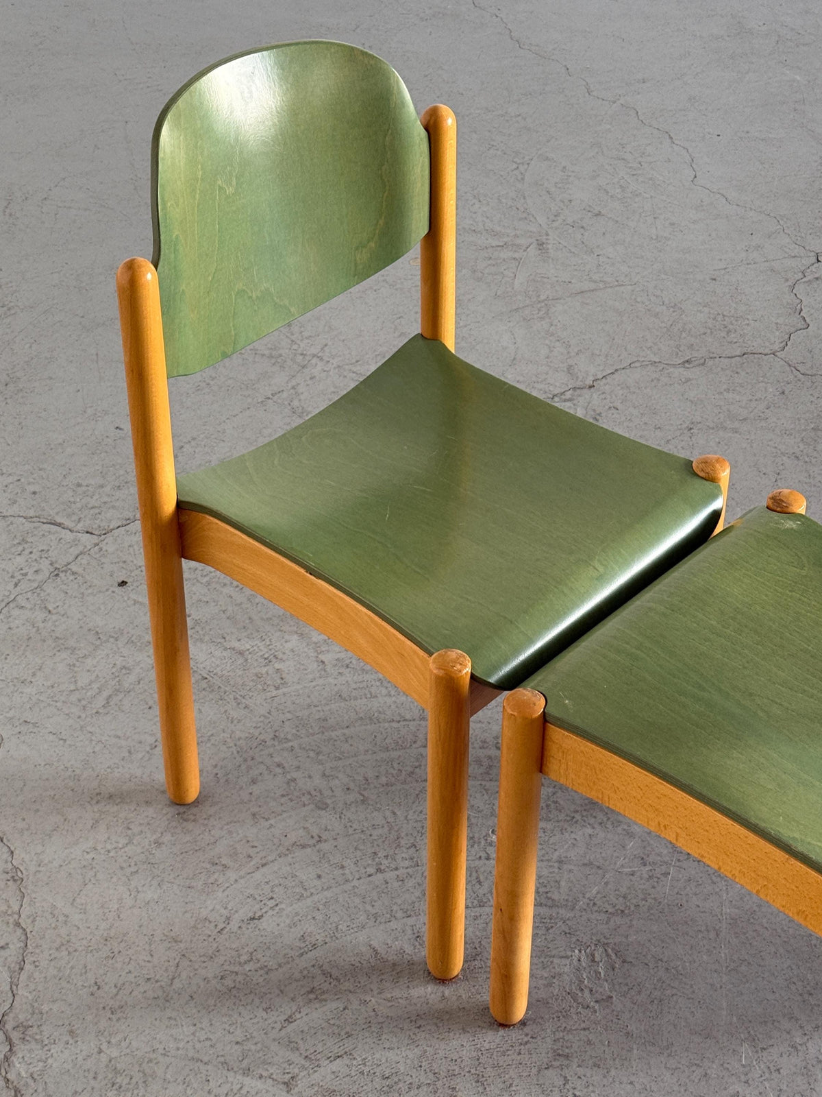 Modernist Stackable Chair in Green Plywood