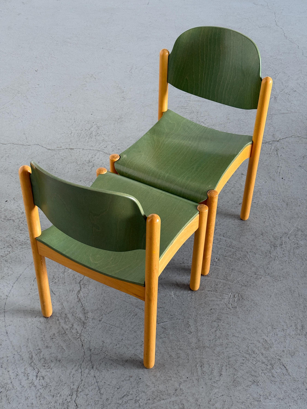Modernist Stackable Chair in Green Plywood