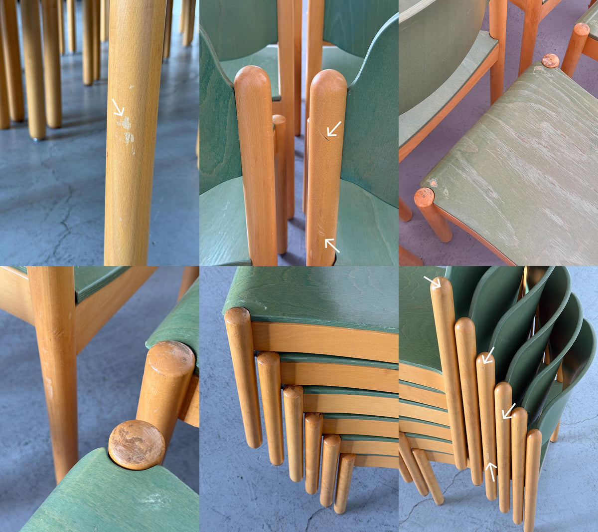 Modernist Stackable Chair in Green Plywood
