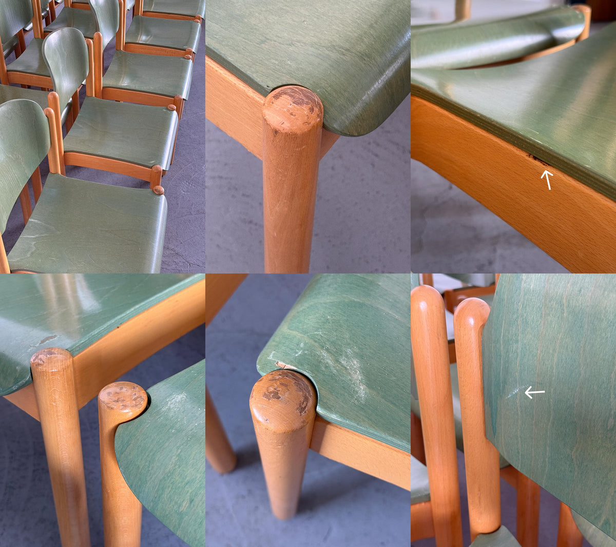 Modernist Stackable Chair in Green Plywood