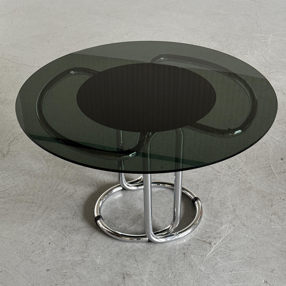 Round Smoked Glass & Chrome Dining Table