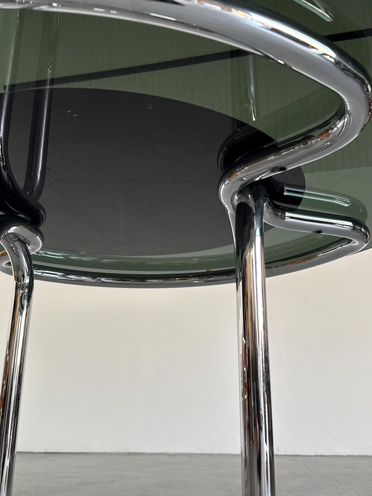 Round Smoked Glass & Chrome Dining Table