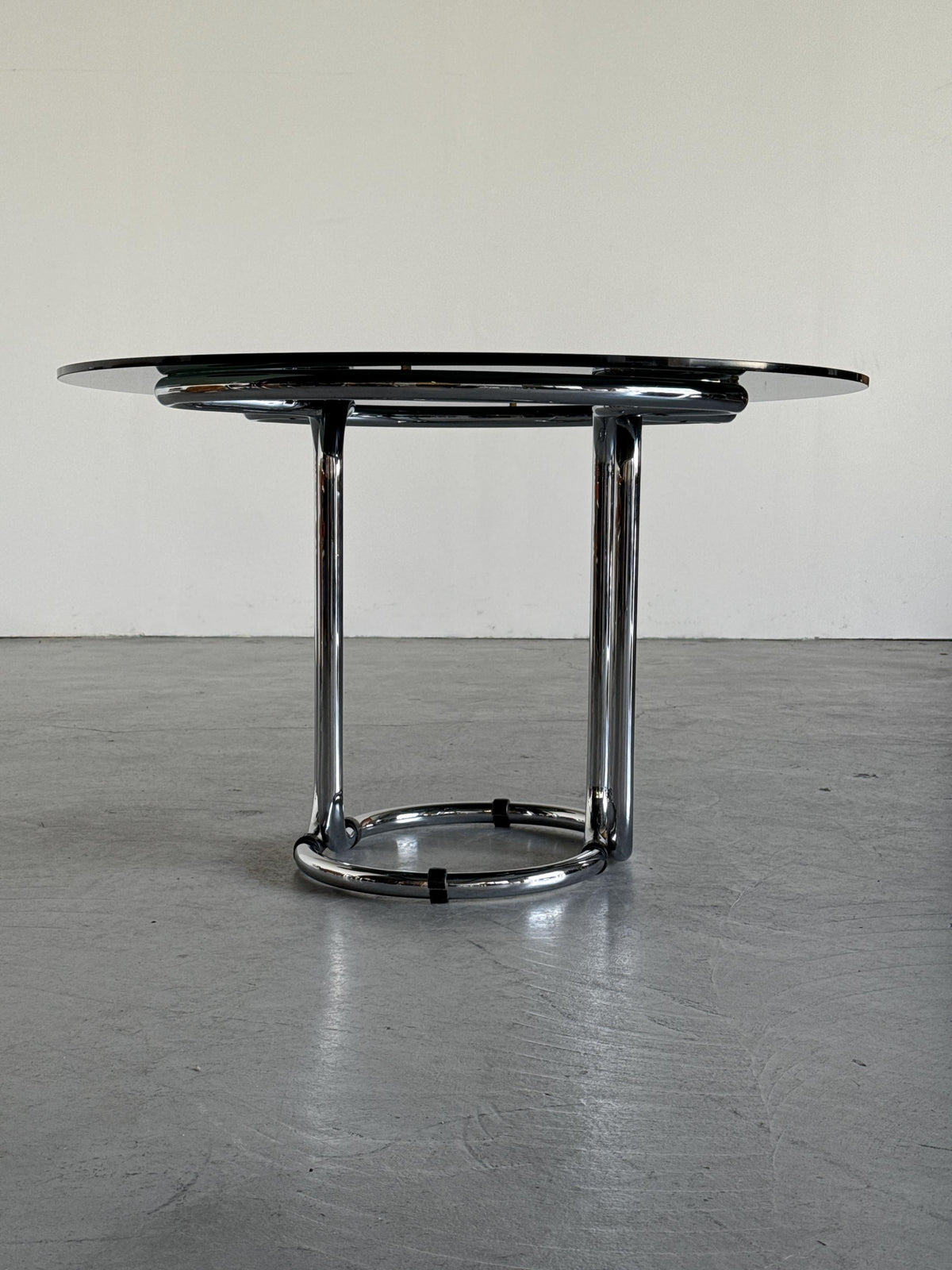 Round Smoked Glass & Chrome Dining Table