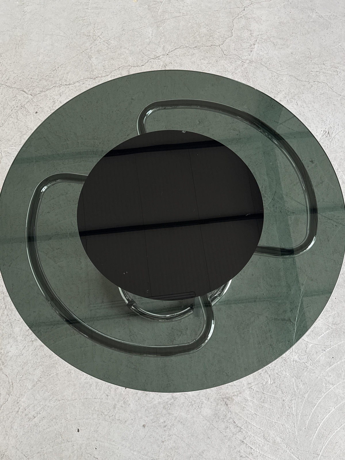 Round Smoked Glass & Chrome Dining Table
