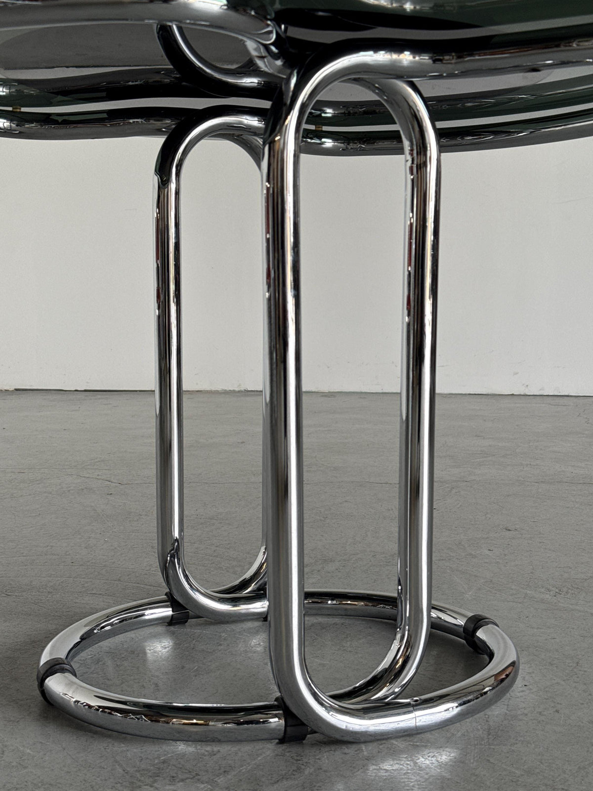 Round Smoked Glass & Chrome Dining Table