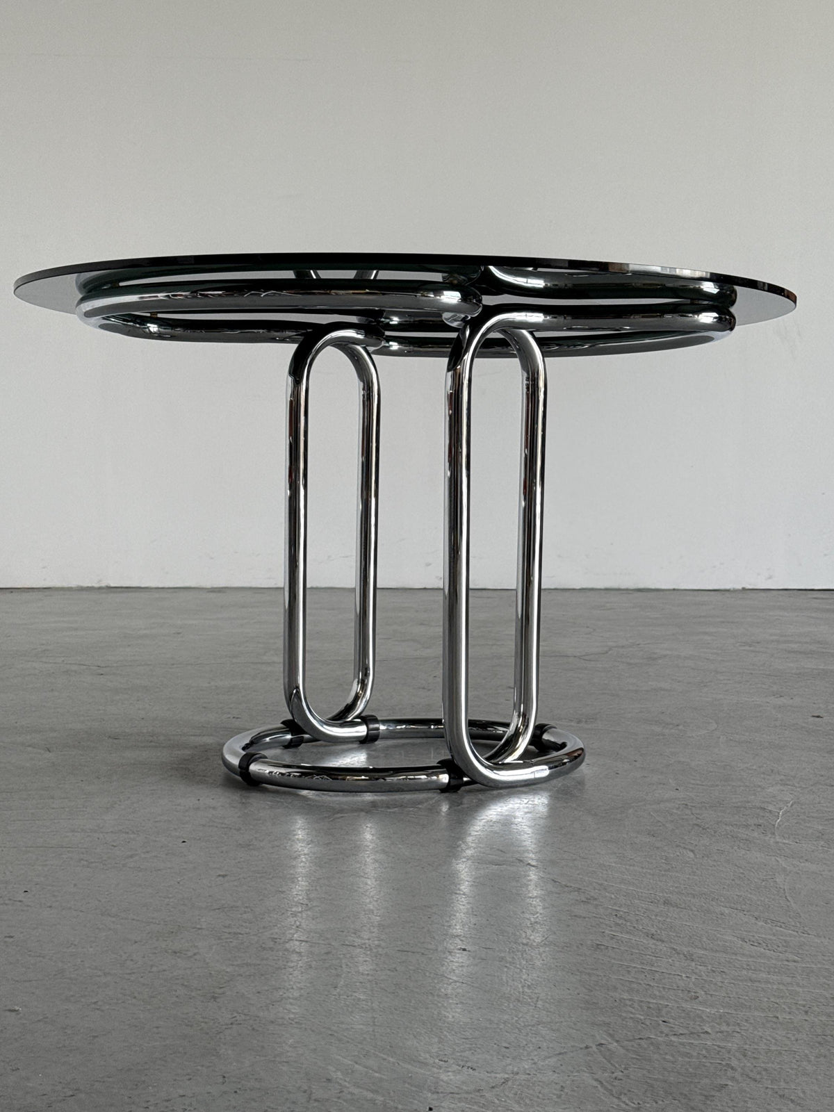 Round Smoked Glass & Chrome Dining Table