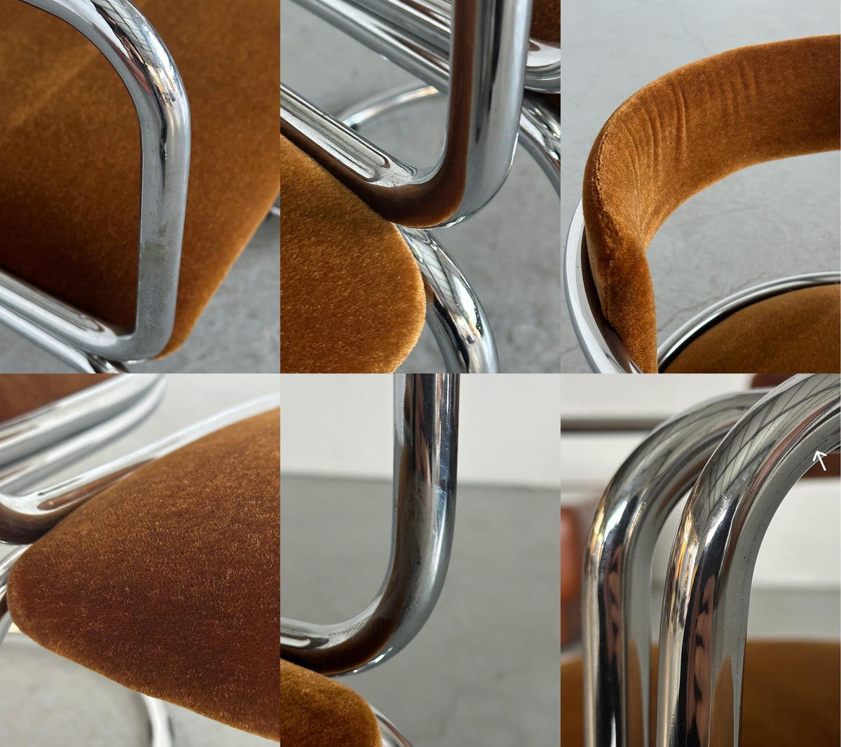 Tubular Chrome Armchairs with Caramel-Brown Mohair