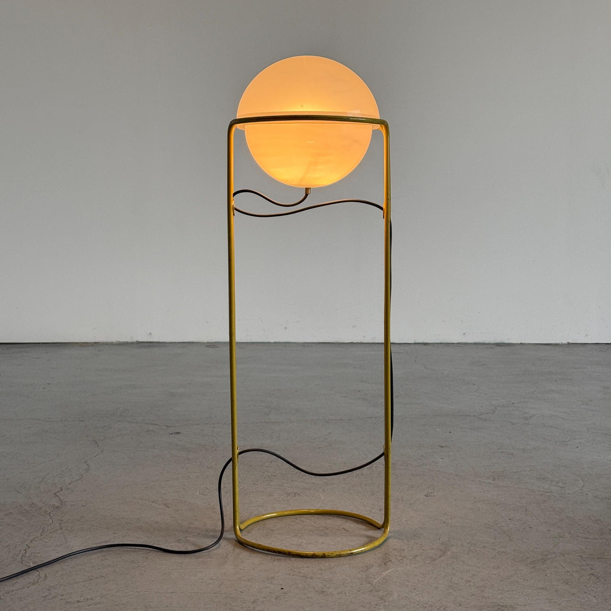 Globe Floor Lamp with Tubular Yellow Metal