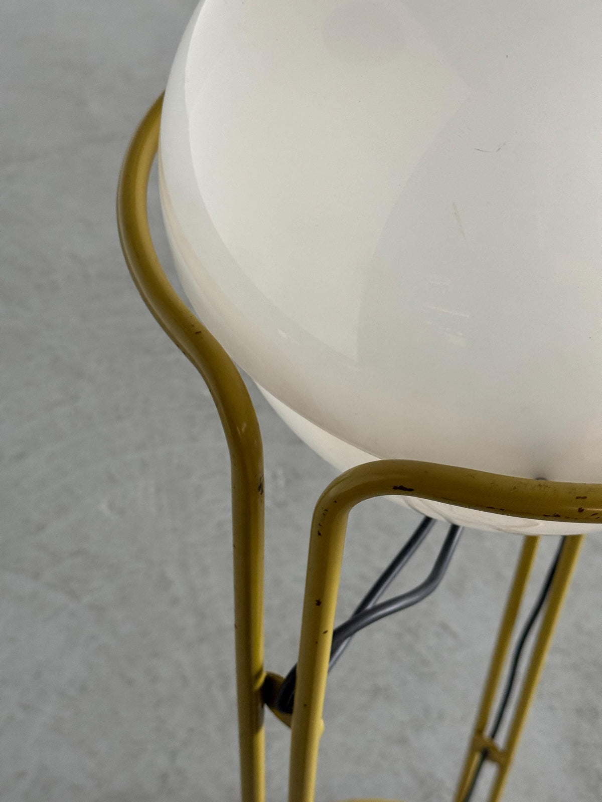 Globe Floor Lamp with Tubular Yellow Metal