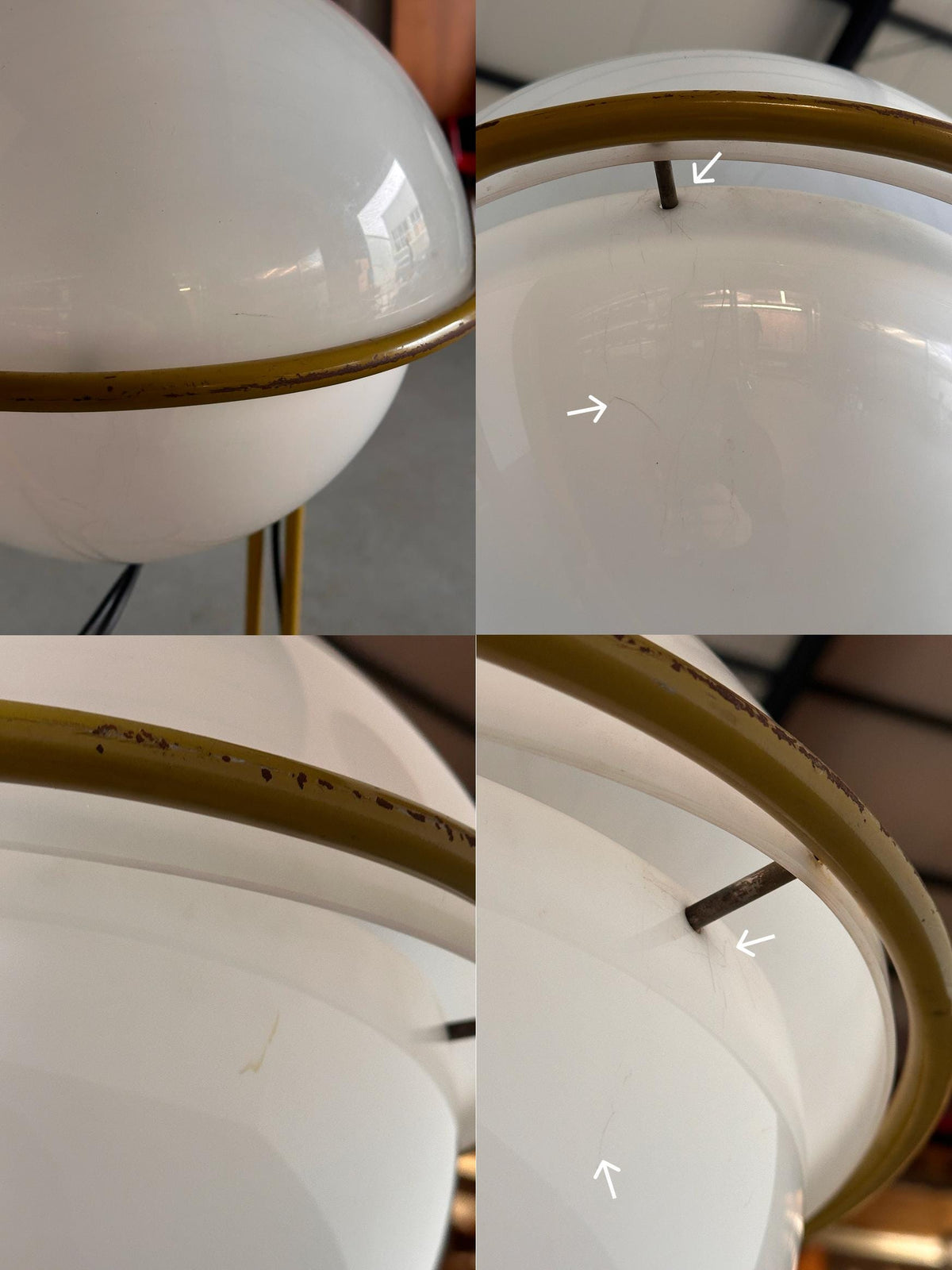 Globe Floor Lamp with Tubular Yellow Metal