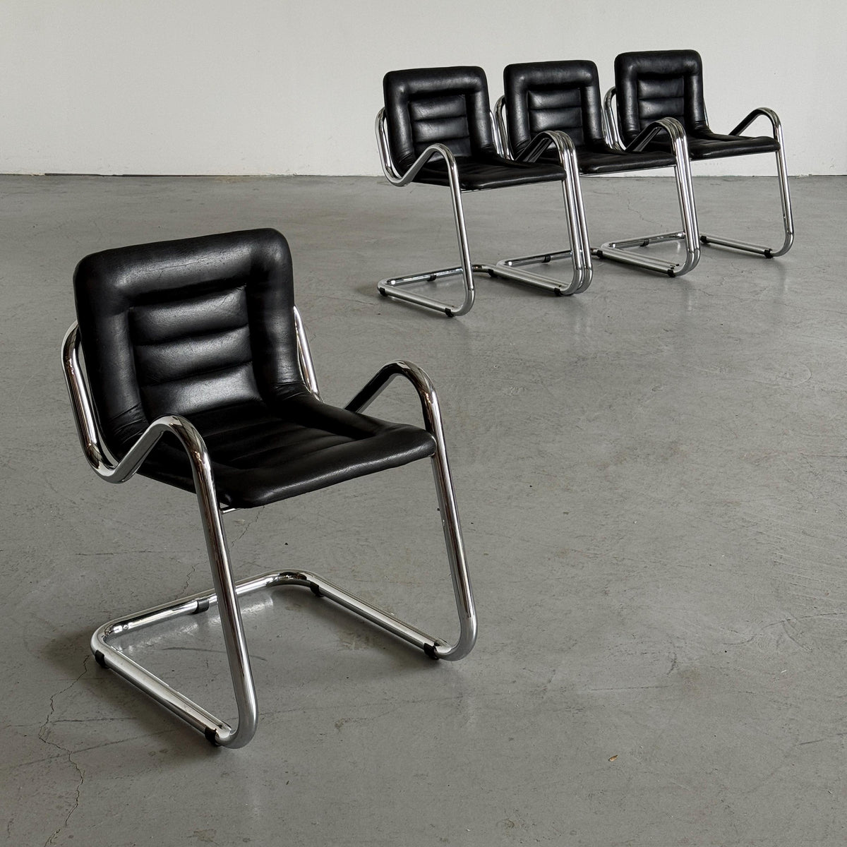 Tubular Chrome Zig-Zag Cantilever Armchair