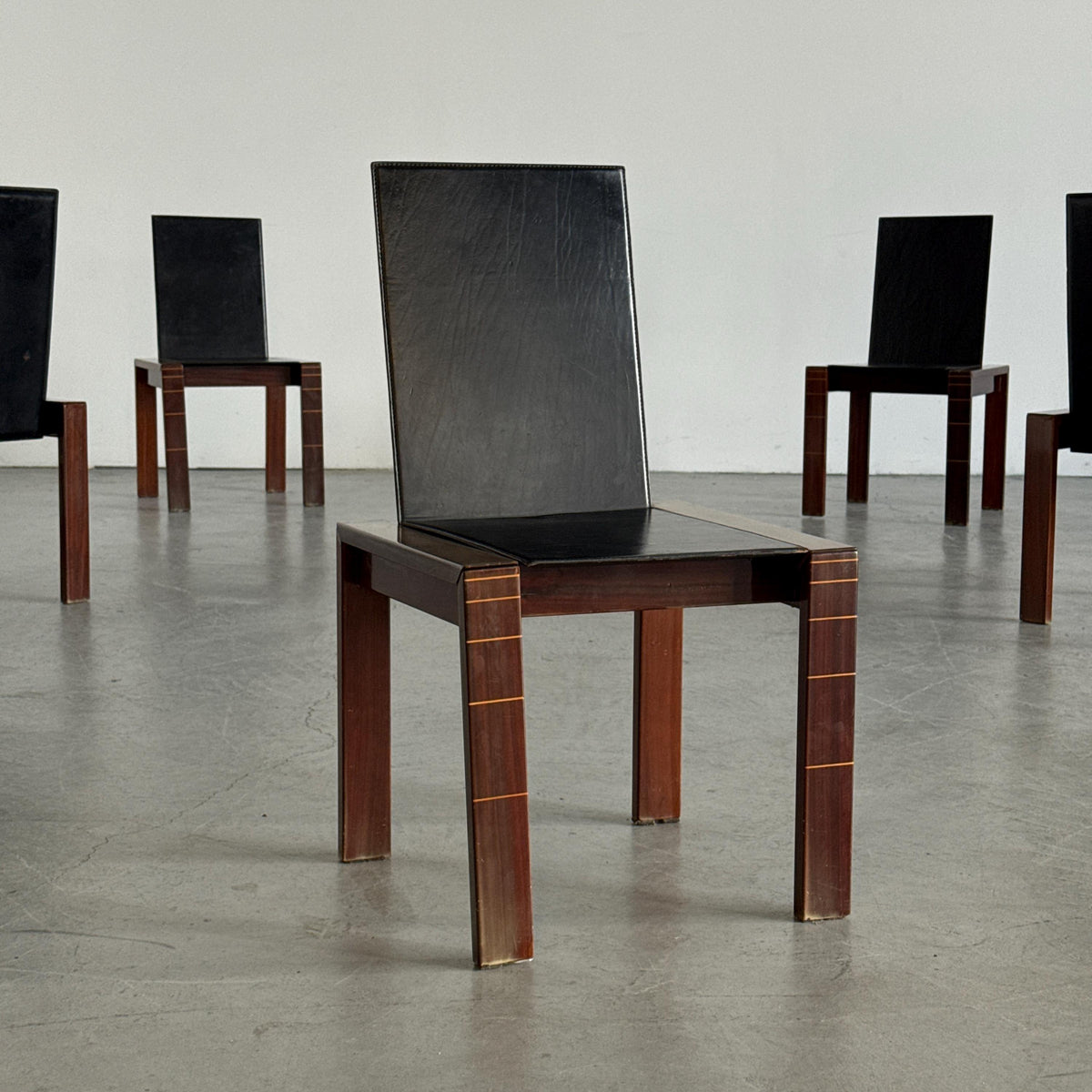 Rosewood & Leather Chair in the Style of Afra & Tobia Scarpa