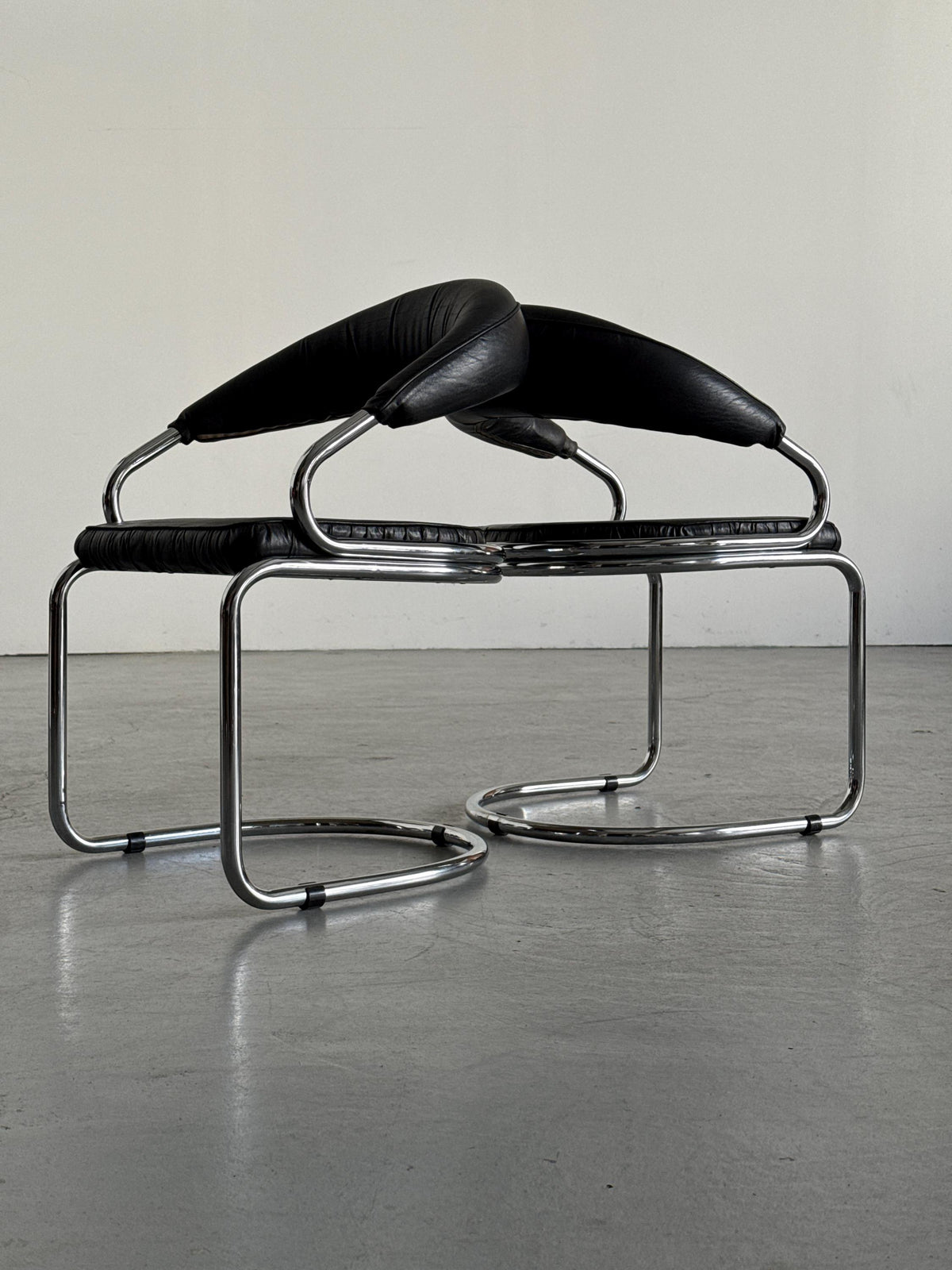 Giotto Stoppino Chrome Tubular Armchairs