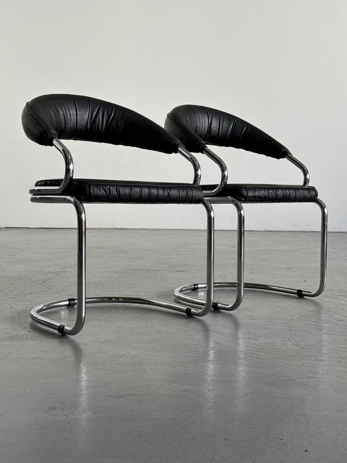 Giotto Stoppino Chrome Tubular Armchairs