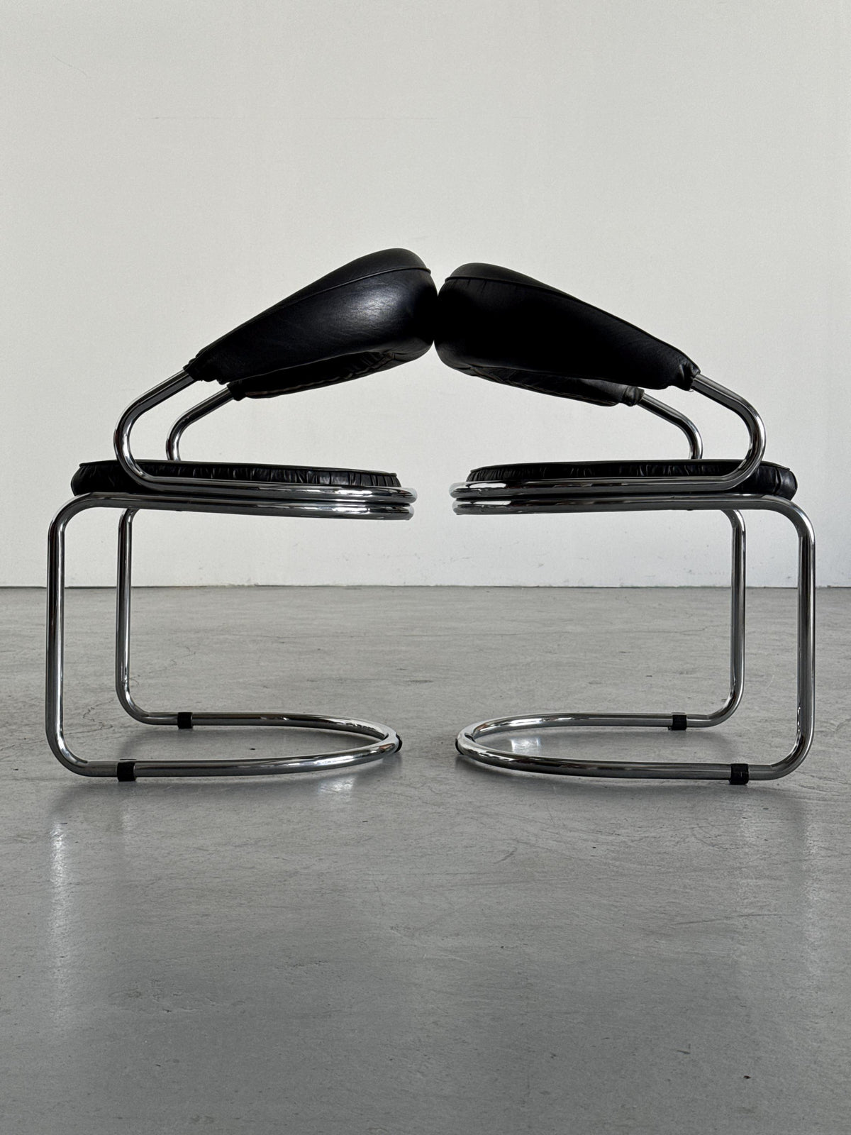 Giotto Stoppino Chrome Tubular Armchairs