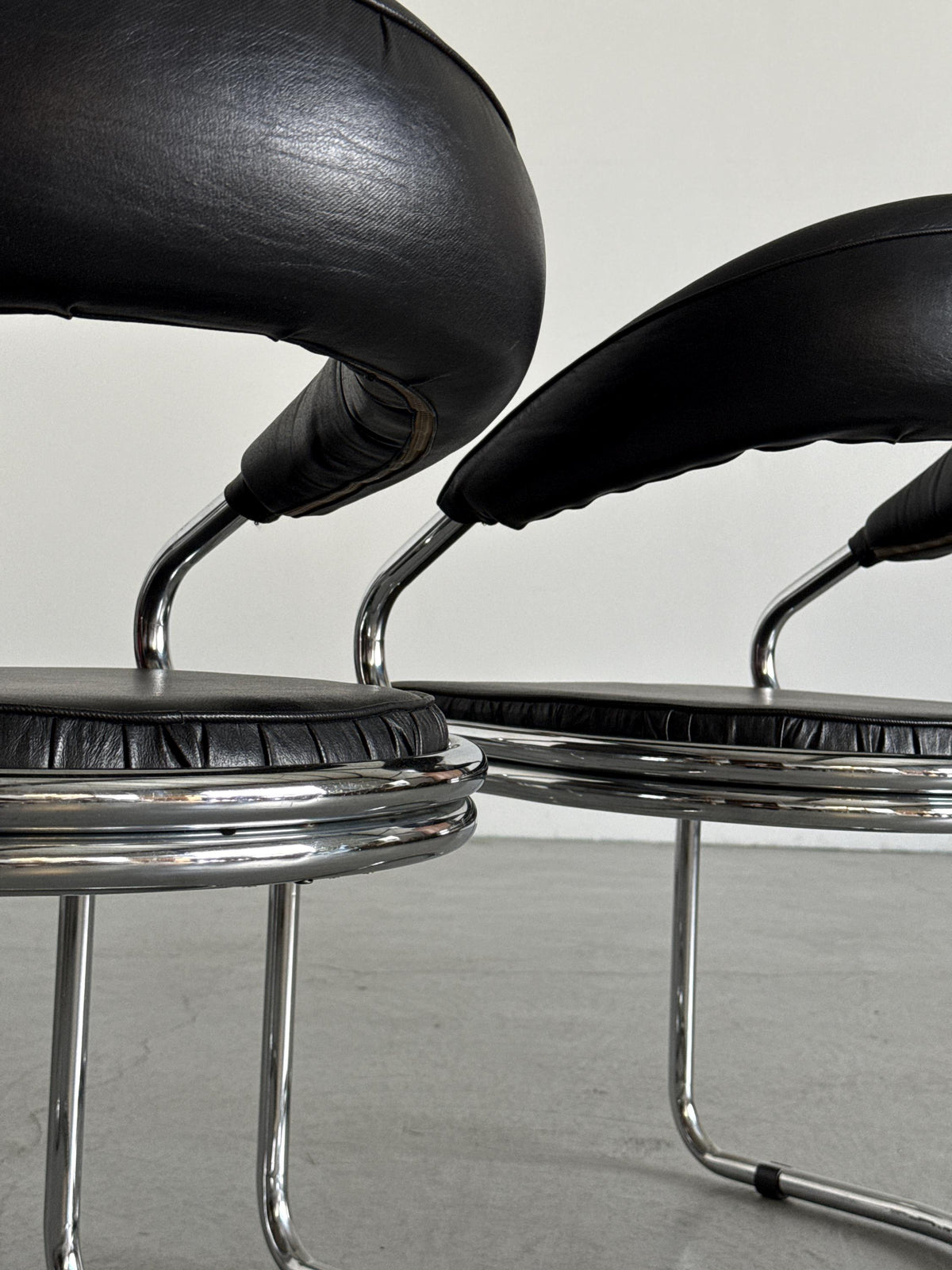 Giotto Stoppino Chrome Tubular Armchairs