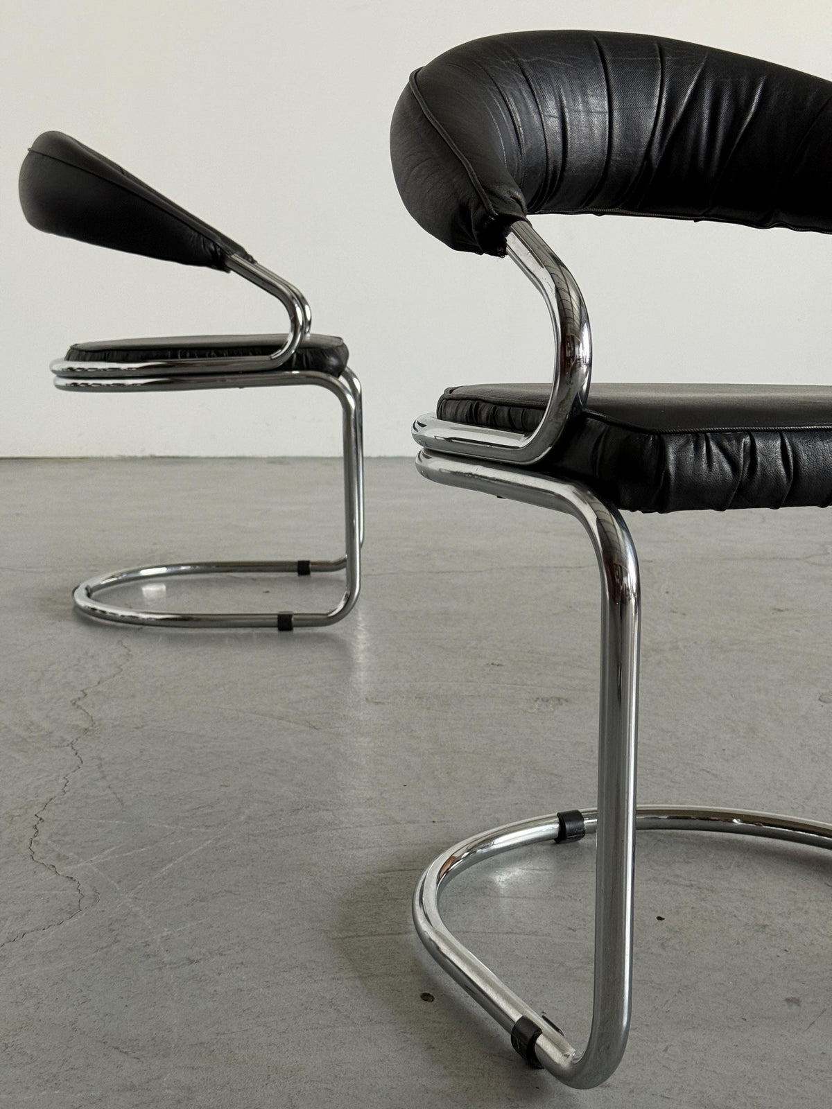 Giotto Stoppino Chrome Tubular Armchairs