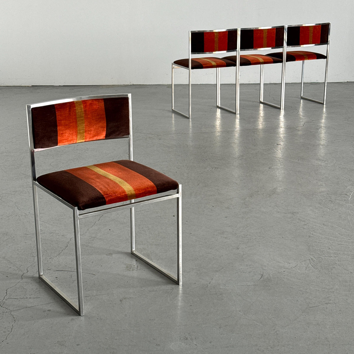 SQ-AL Dining Chairs Attributed to Willy Rizzo