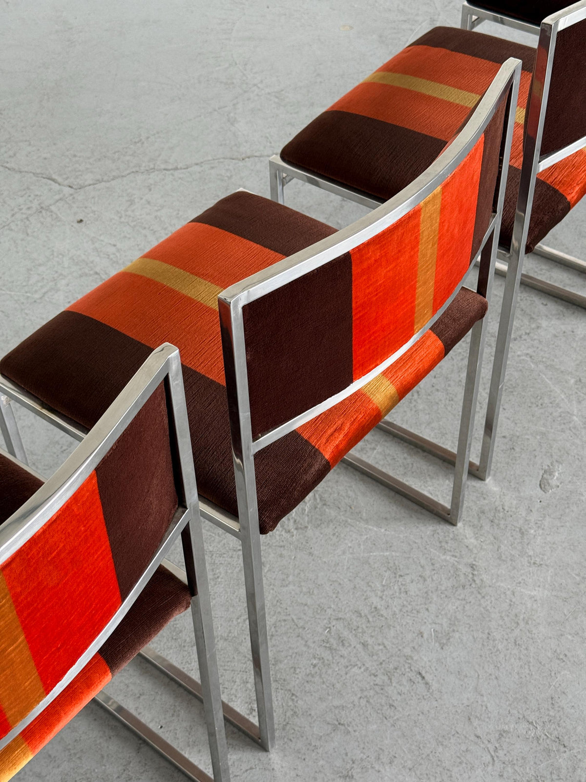 SQ-AL Dining Chairs Attributed to Willy Rizzo