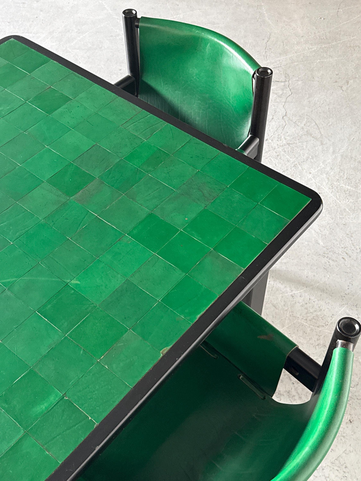 Postmodern Green Leather Armchairs by Ibisco Sedie