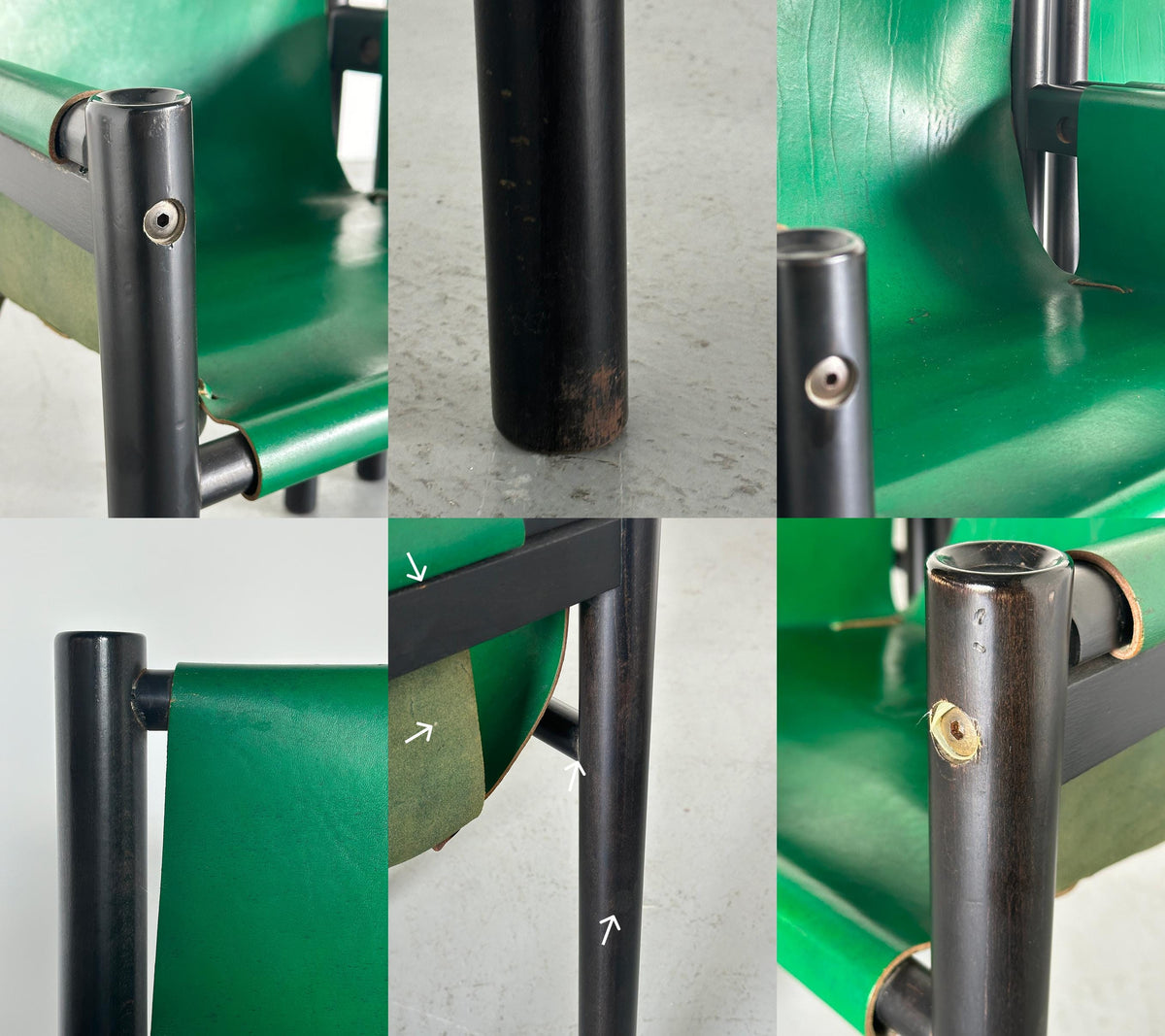 Postmodern Green Leather Armchairs by Ibisco Sedie