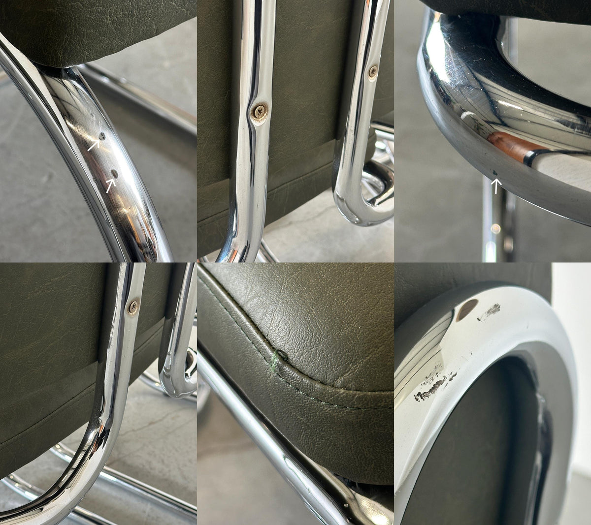 Faded Green Faux Leather Cantilever Chair