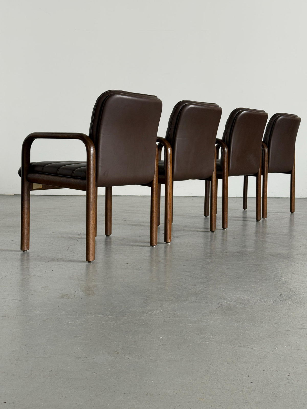 Lübke Plano Armchairs in Solid Wood and Brown Leather