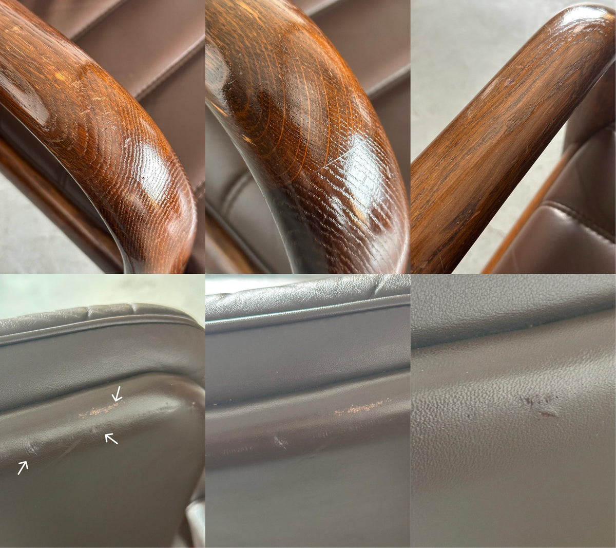 Lübke Plano Armchairs in Solid Wood and Brown Leather