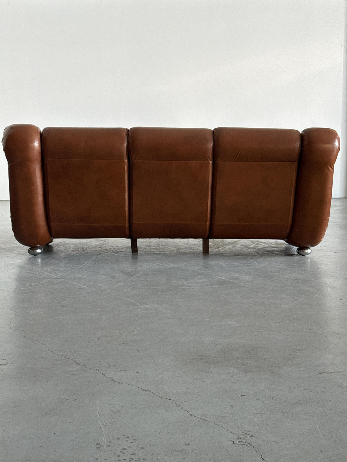 Space Age Three-Seat Sofa in Cognac Leather