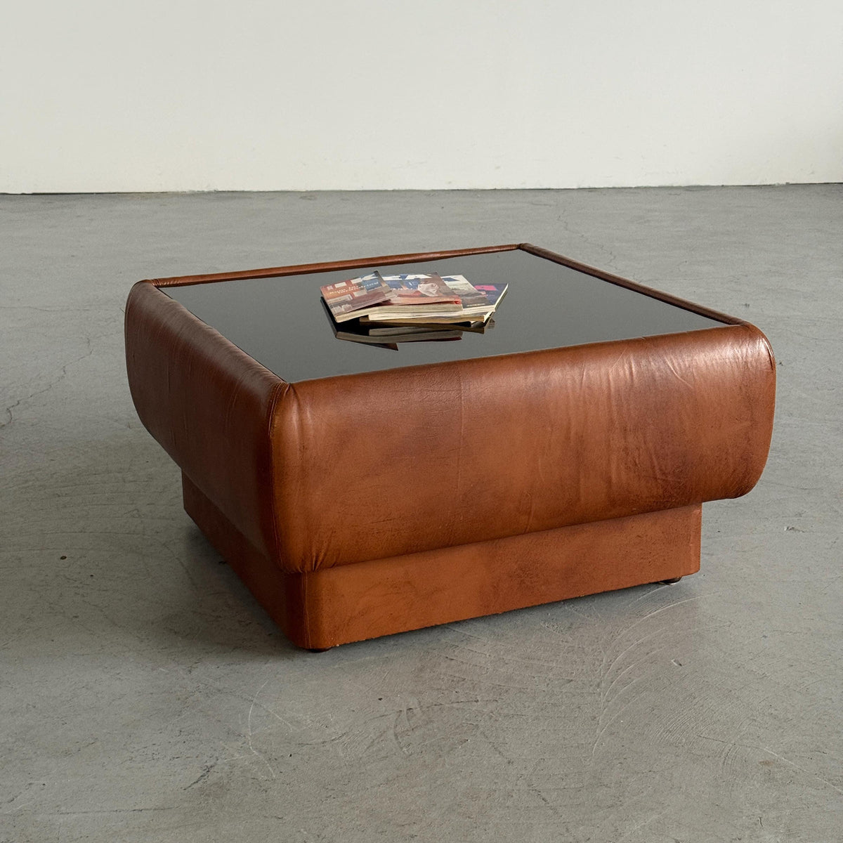 Space Age Coffee Table in Cognac Leather