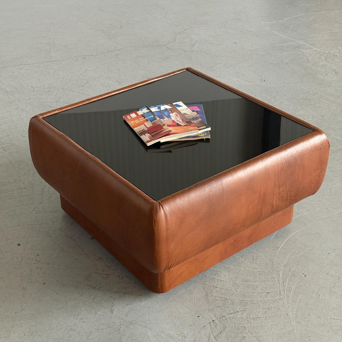 Space Age Coffee Table in Cognac Leather