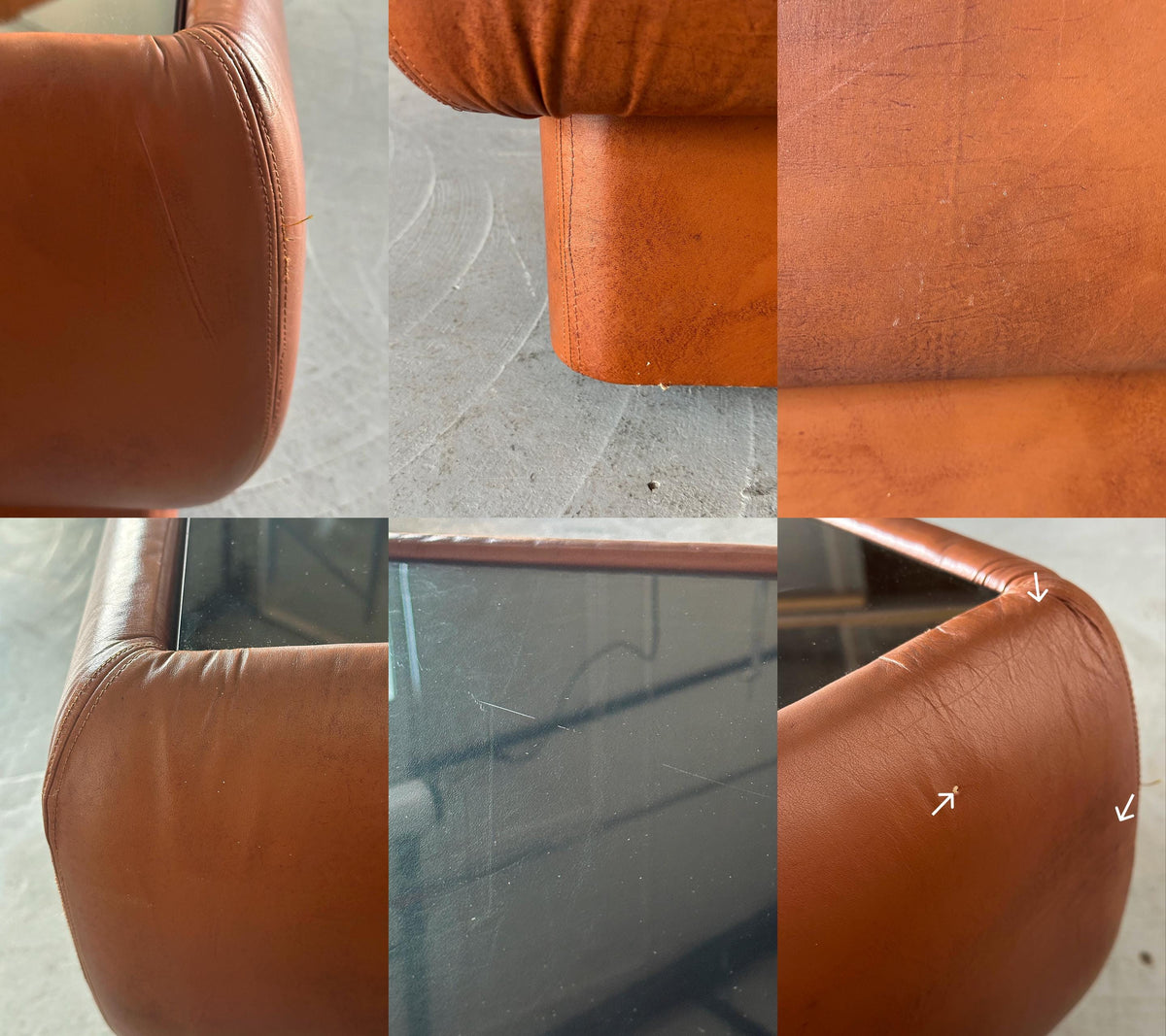 Space Age Coffee Table in Cognac Leather