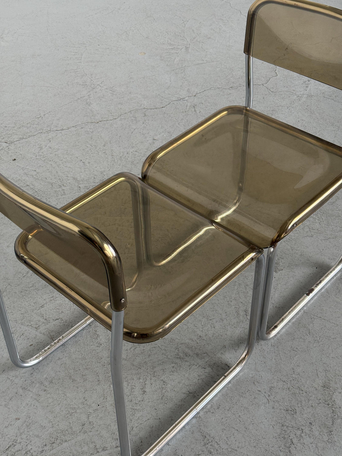 Arc Linea Chairs in Translucent Plastic and Chrome