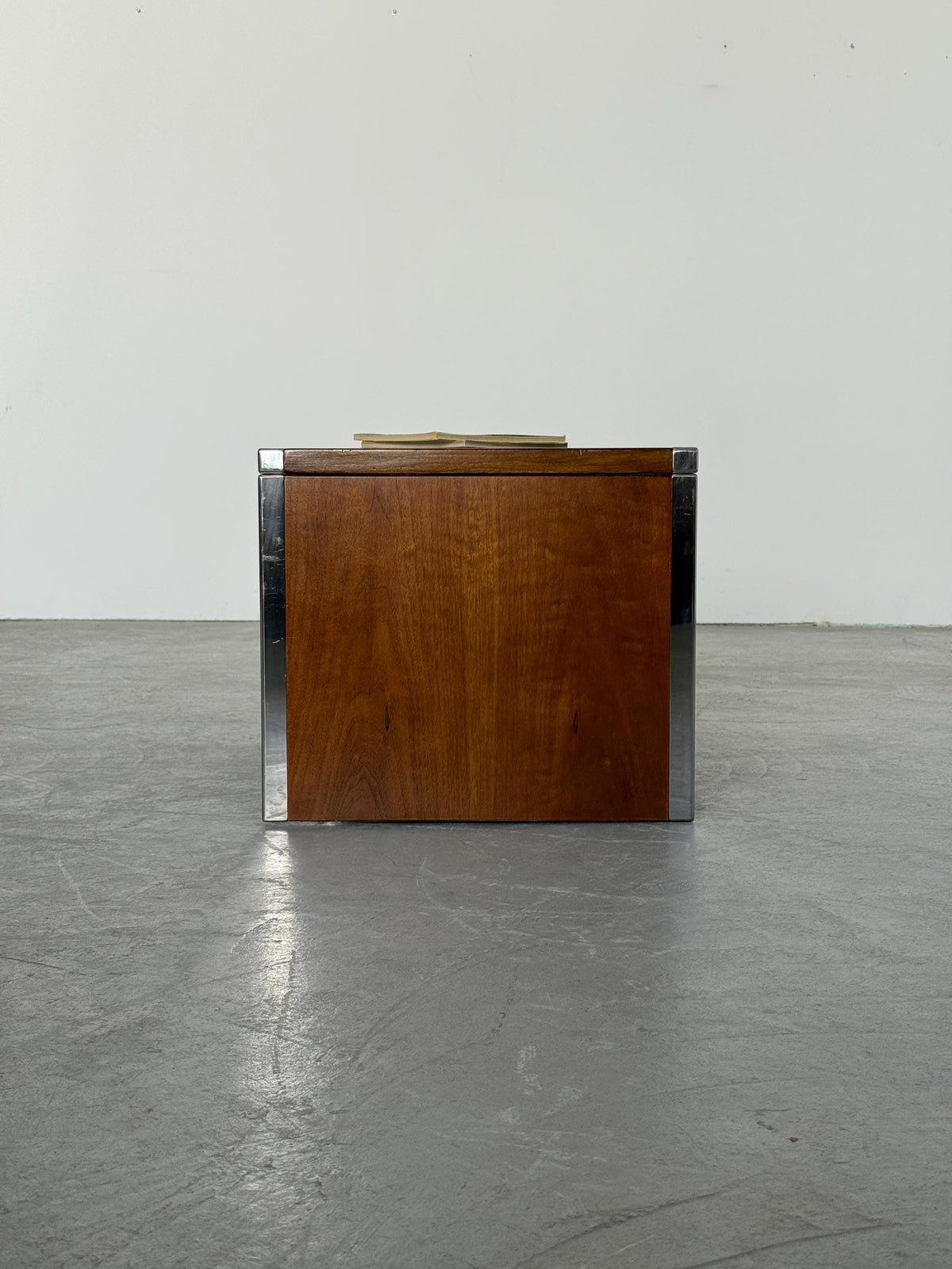 Wood and Chrome Three-Drawer Side Table