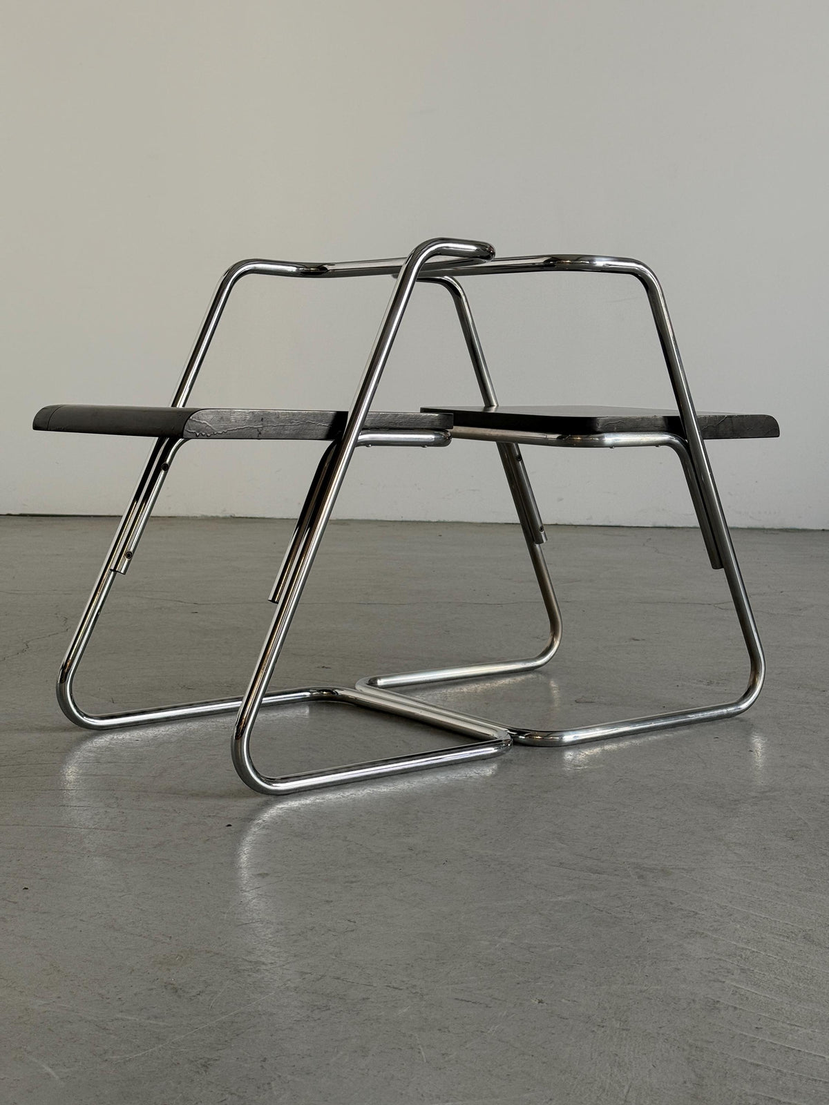 Minimalist Black Wood Cantilever Chairs