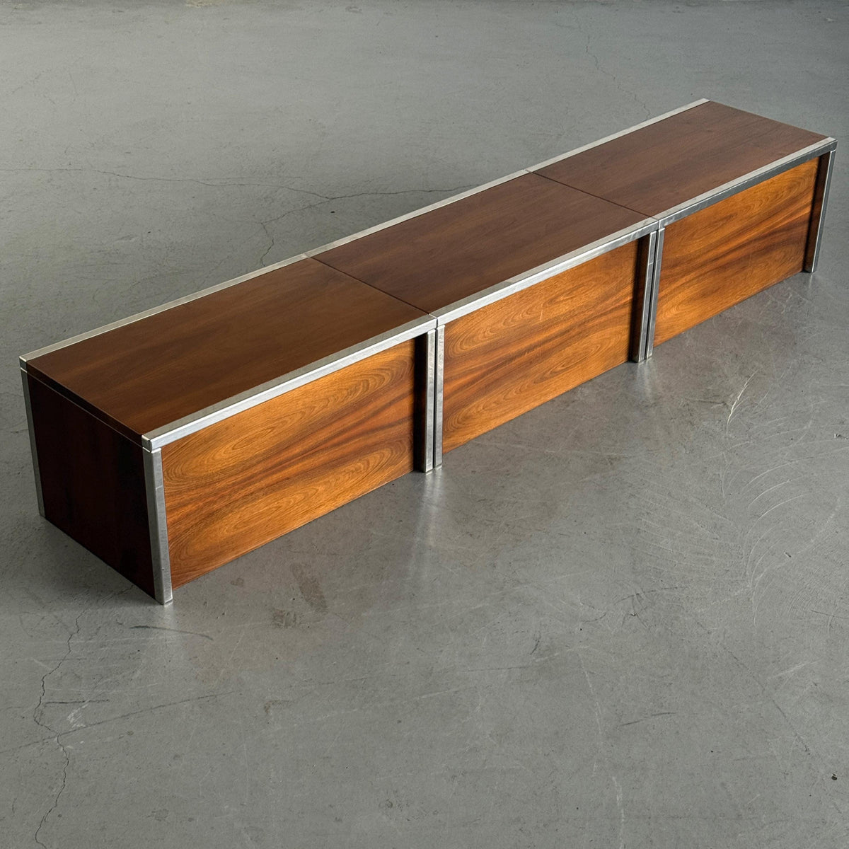 Wood and Chrome Modular Storage Chests