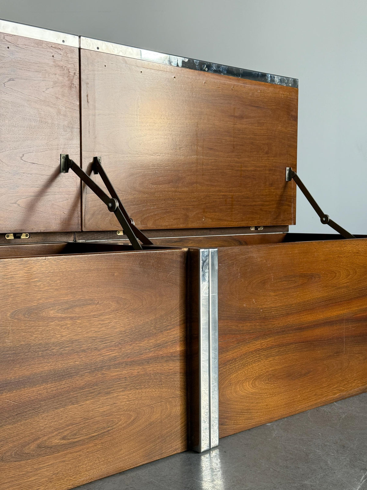 Wood and Chrome Modular Storage Chests