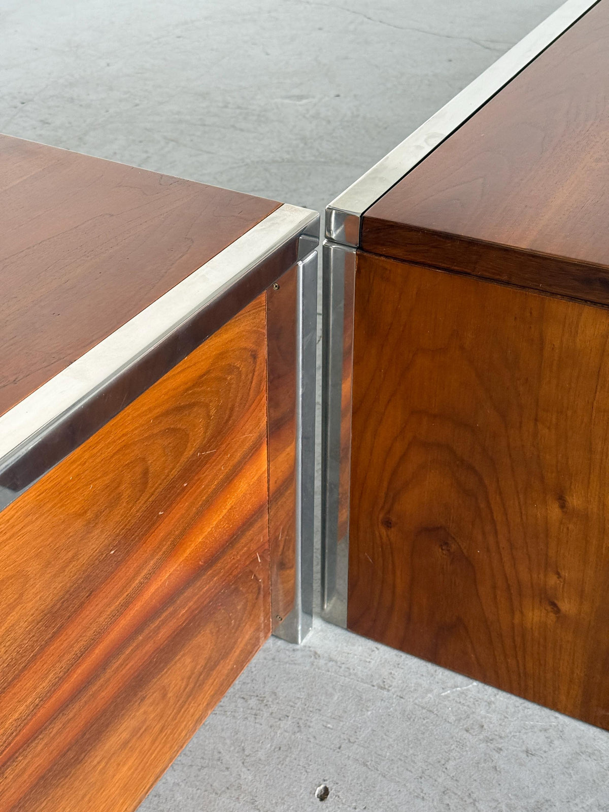Wood and Chrome Modular Storage Chests