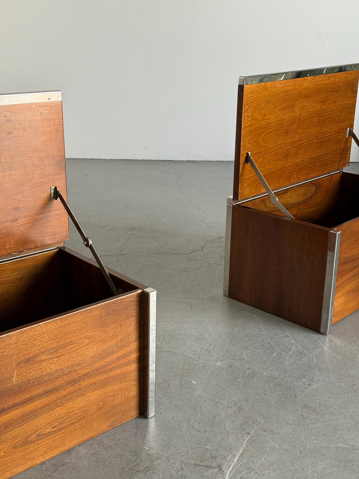 Wood and Chrome Modular Storage Chests