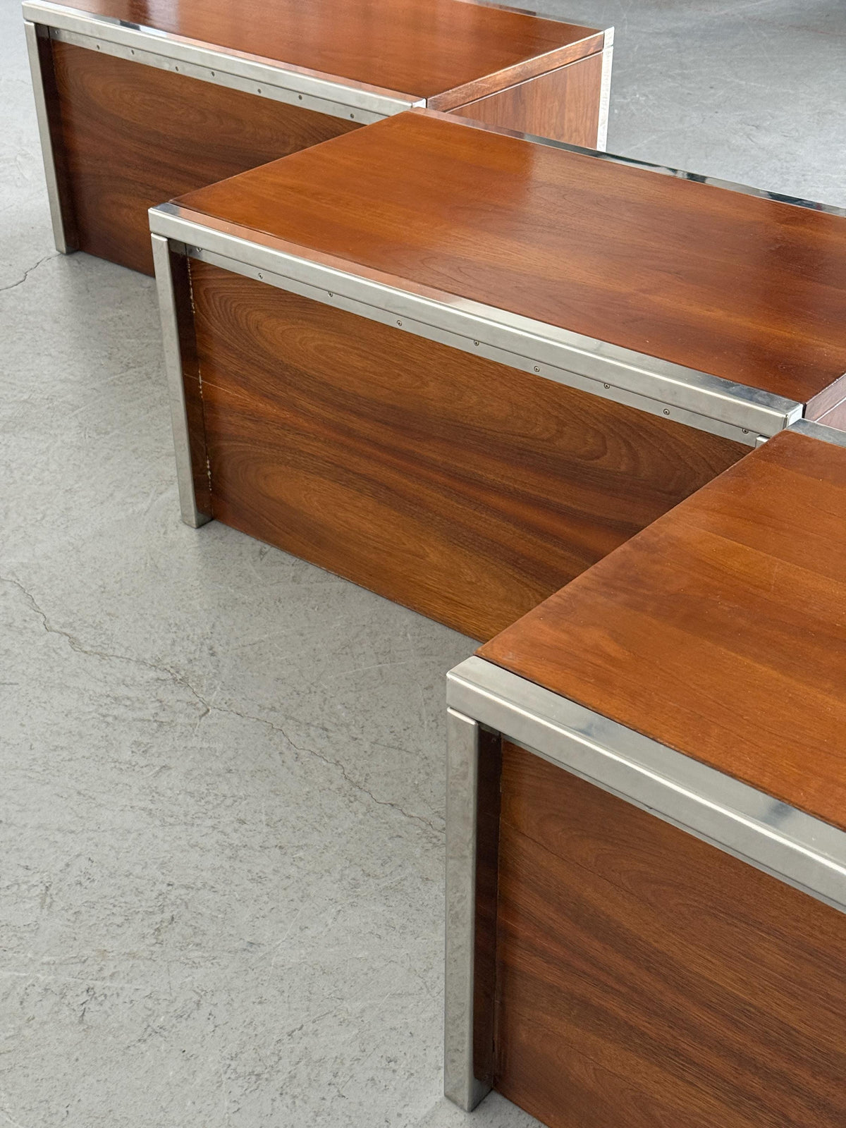Wood and Chrome Modular Storage Chests