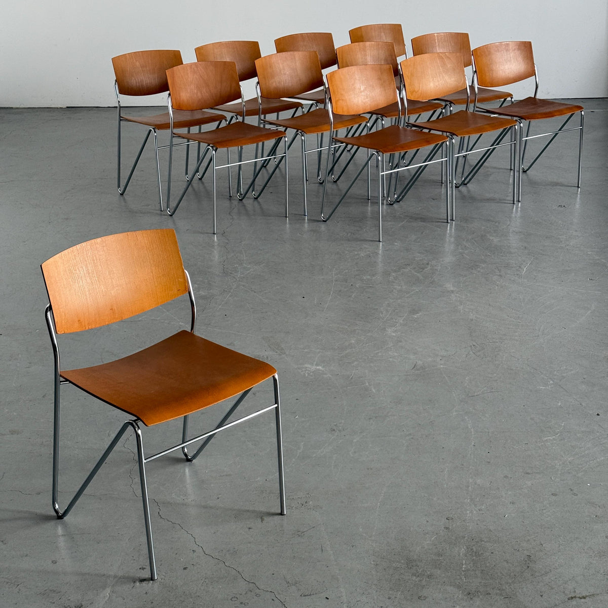 Modernist Stacking Chair with Chrome Frame