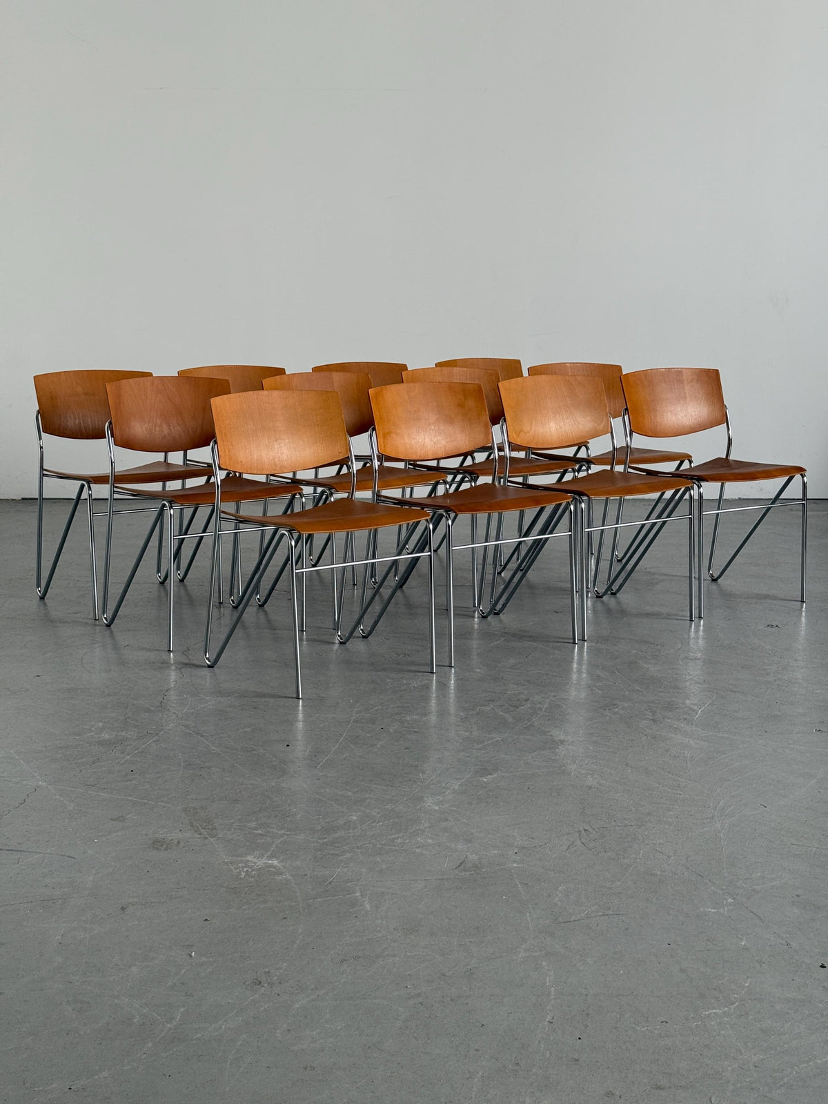 Modernist Stacking Chair with Chrome Frame