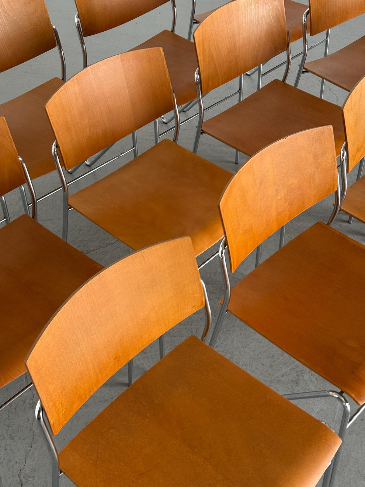 Modernist Stacking Chair with Chrome Frame