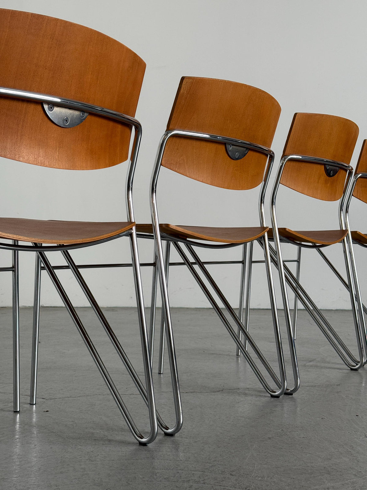 Modernist Stacking Chair with Chrome Frame