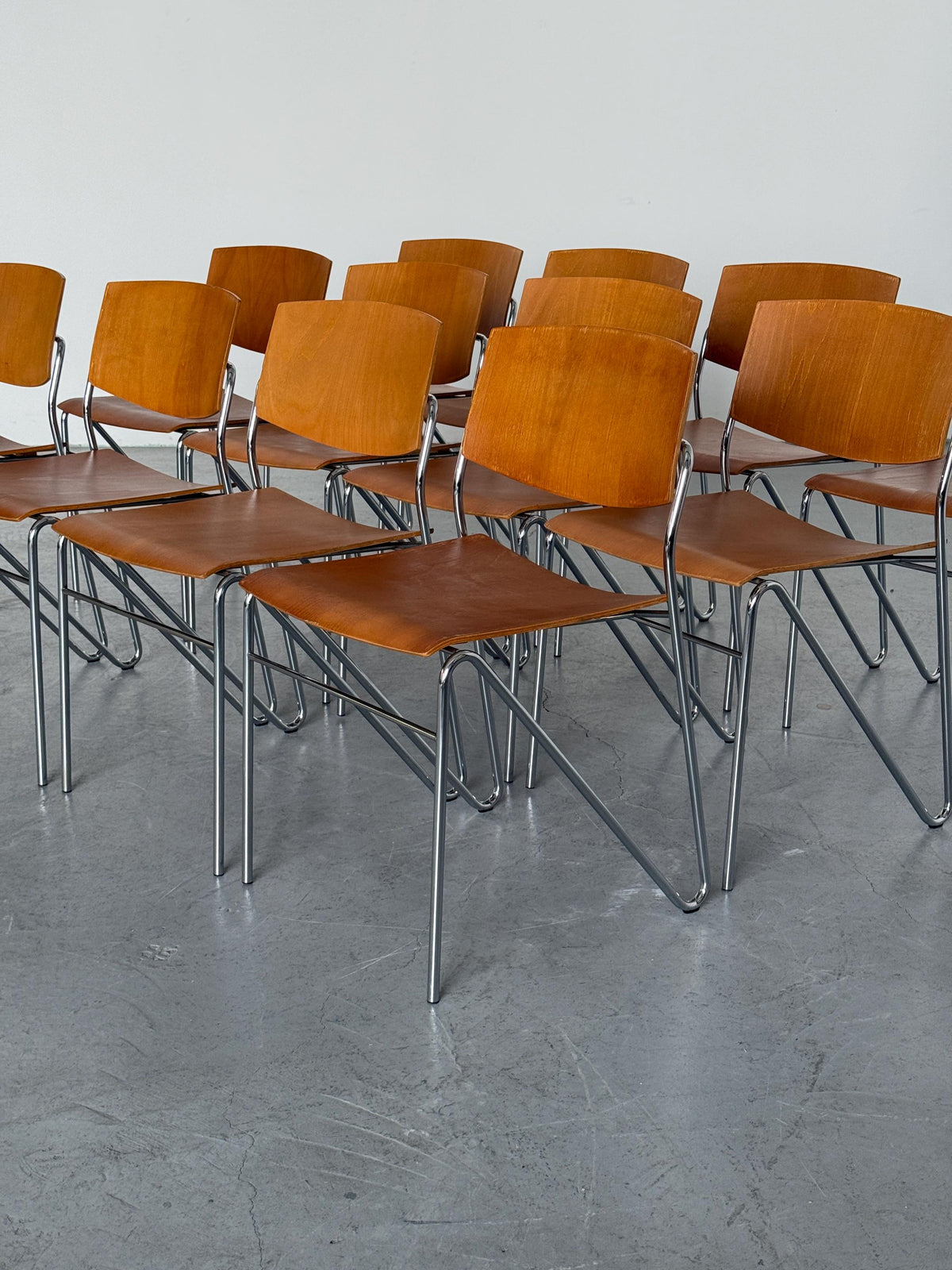 Modernist Stacking Chair with Chrome Frame