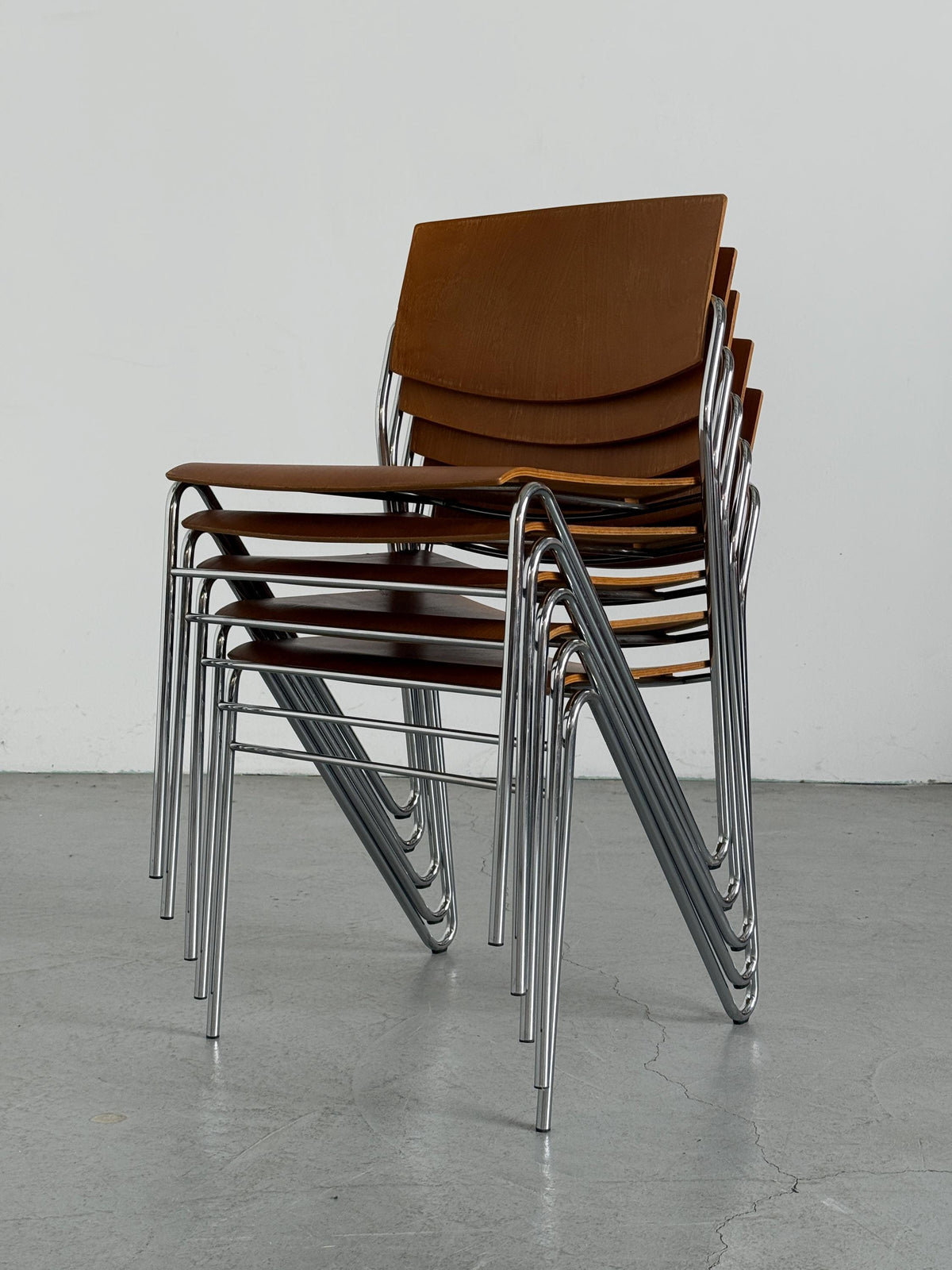 Modernist Stacking Chair with Chrome Frame