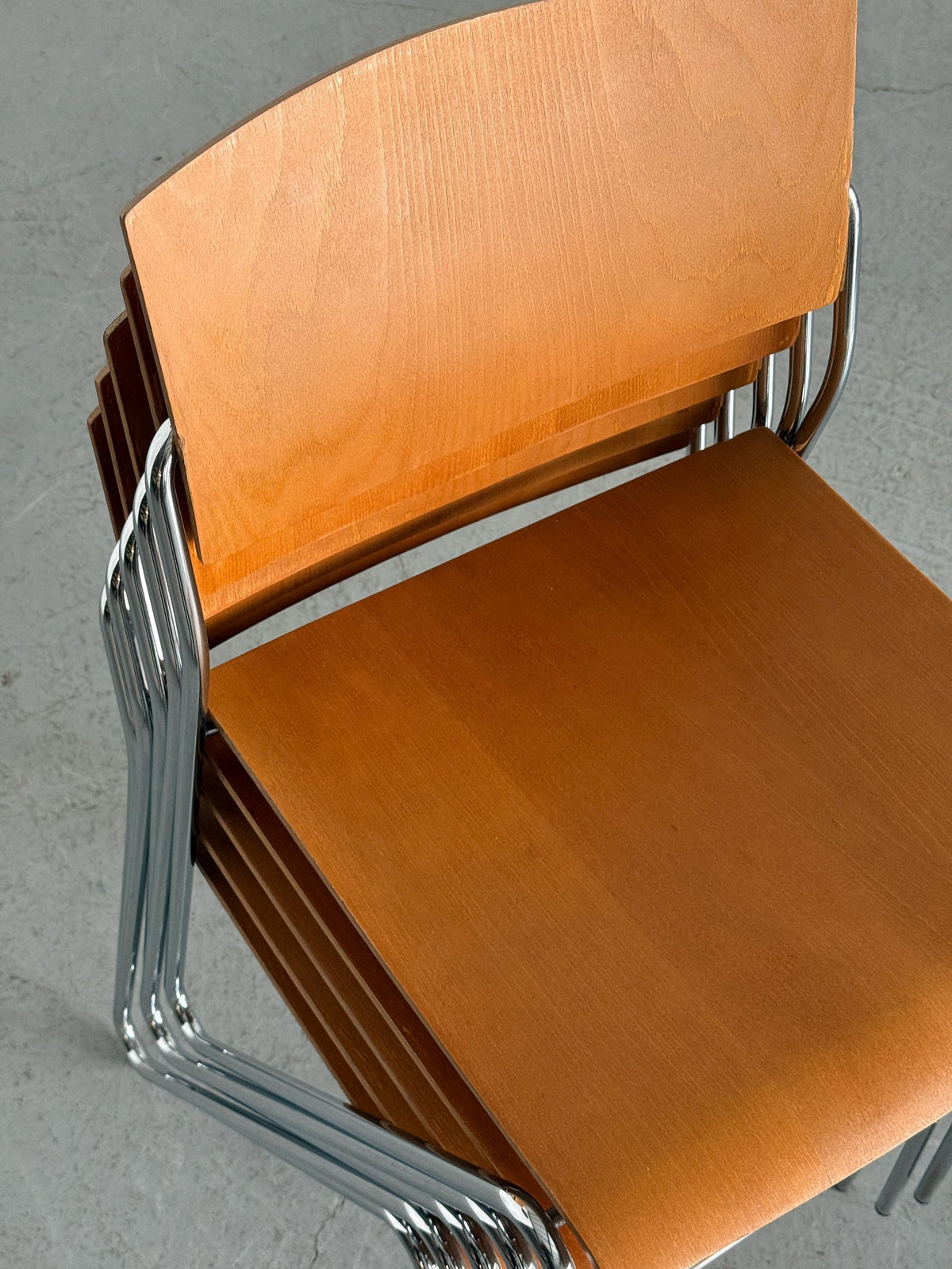 Modernist Stacking Chair with Chrome Frame