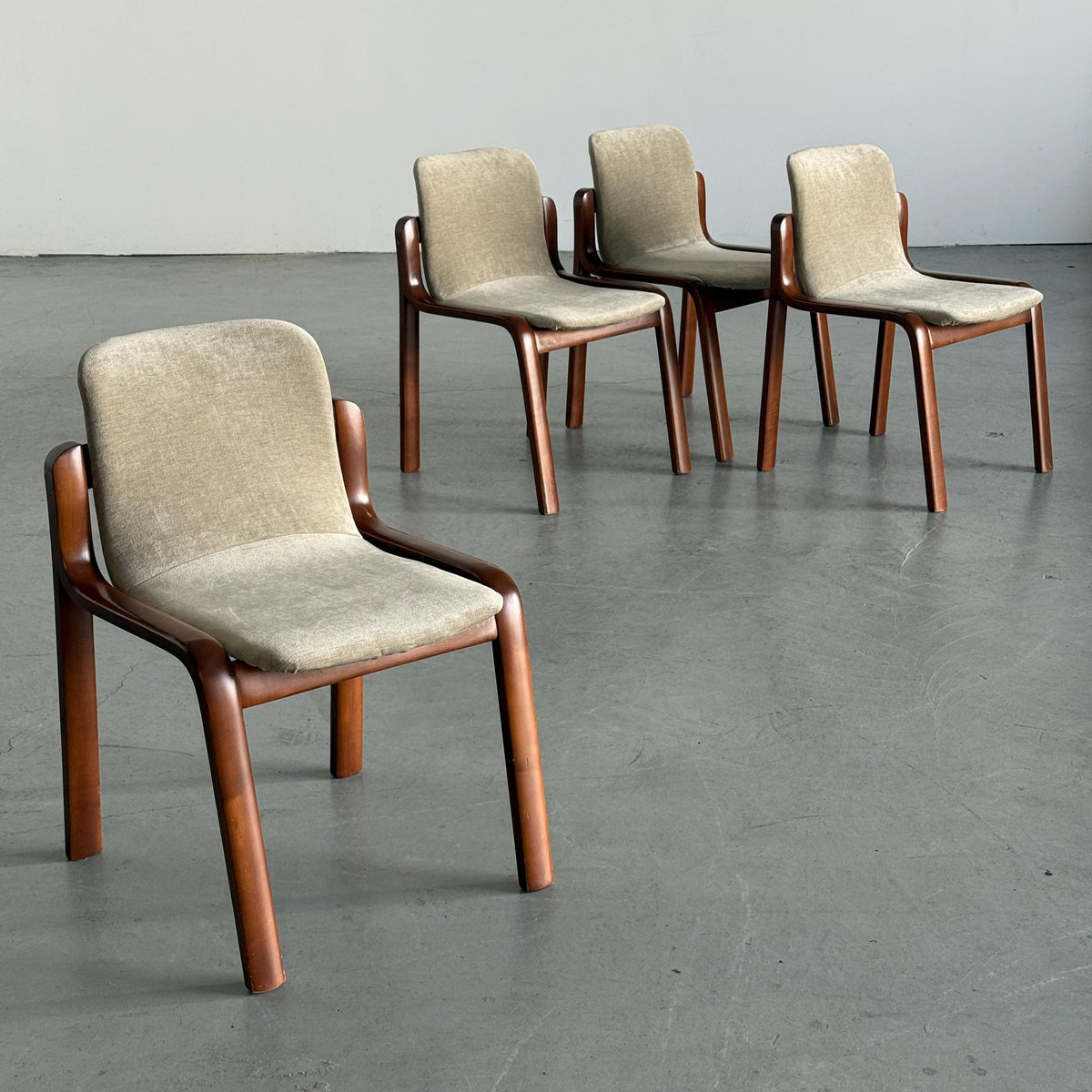 Italian Bentwood Chairs with Greige Velvet
