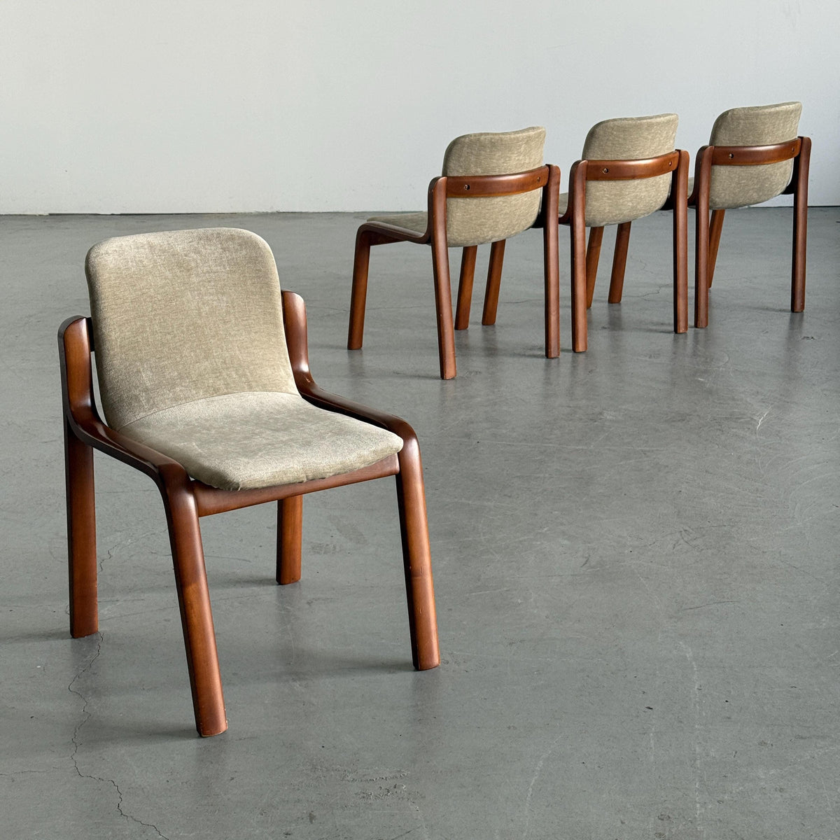 Italian Bentwood Chairs with Greige Velvet